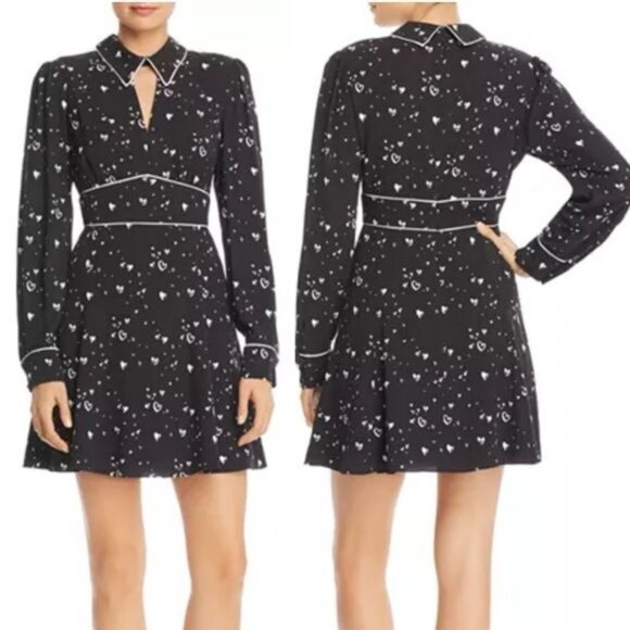 NWT Parker black white heart Kaylin mini fit and flare dress 50s 8 - Picture 13 of 13